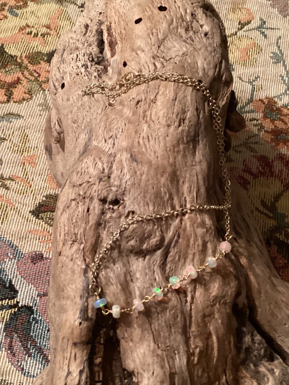 Ethiopian Fire Opal Gold Chain Choker Necklace 16”